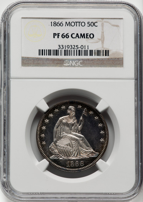 1866 50C Motto CA Proof Seated Half Dollar NGC PR66