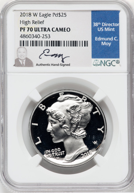 2018-W $25 Palladium High Relief NGC PF70 Ed Moy