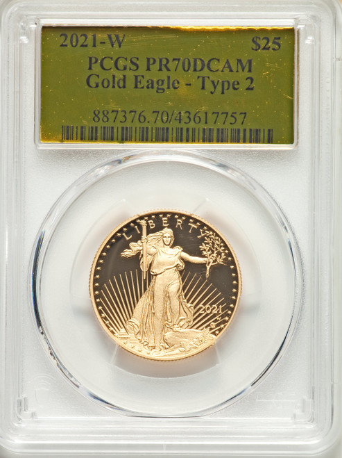 2021-W G$25 Half Ounce Gold Eagle Type Two PCGS PR70