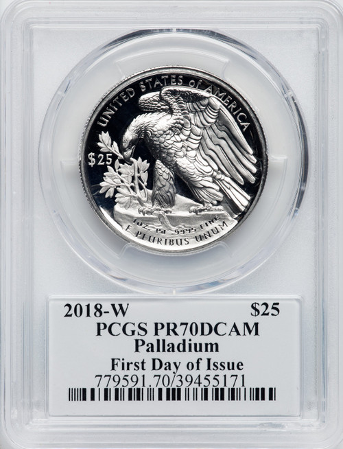 2018-W $25 Palladium First Day of Issue Cleveland Blue Eagle PCGS PR70