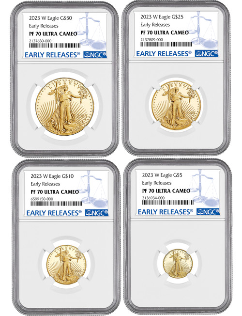 2023-W American Gold Eagle 4-Coin Set Early Releases NGC PF70 Ultra Cameo