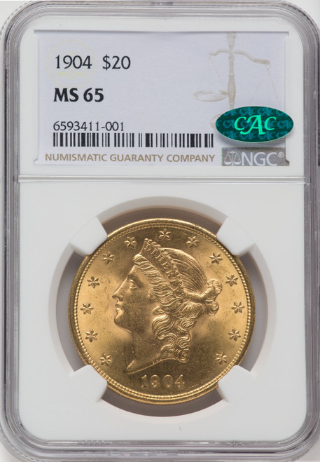 1904 $20 Liberty CAC Liberty Double Eagle NGC MS65