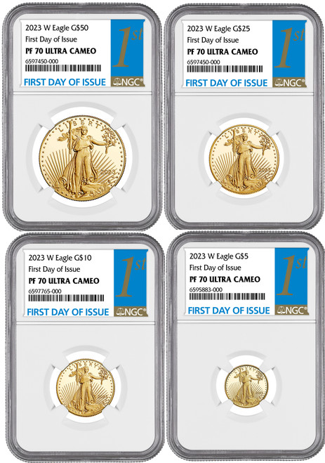 2023-W Gold Eagle 4-Coin Set First Day of Issue NGC PF70 Ultra Cameo
