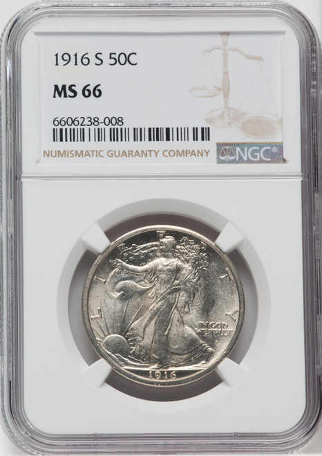 1916-S 50C Walking Liberty Half Dollar NGC MS66