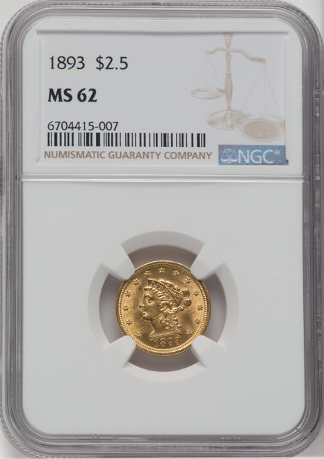 1893 $2.50 Liberty Quarter Eagle NGC MS62