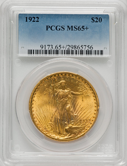 1922 $20 Saint-Gaudens Double Eagle PCGS MS65+