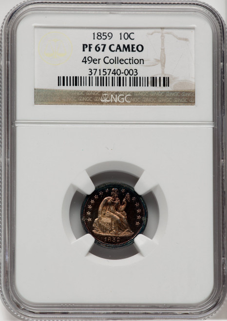 1859 10C Proof Seated Dime NGC PR67