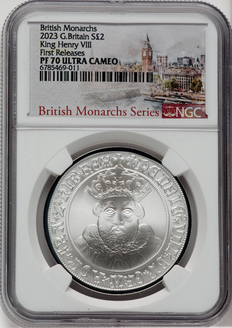 Charles III silver Proof  King Henry VIII  2 Pounds (1 oz) 2023 PR70 Ultra Cameo NGC World Coins NGC MS70