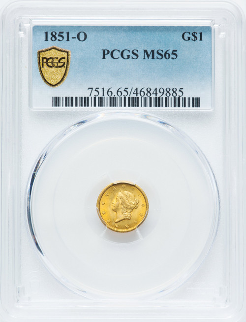 1851-O G$1 Gold Dollar PCGS MS65