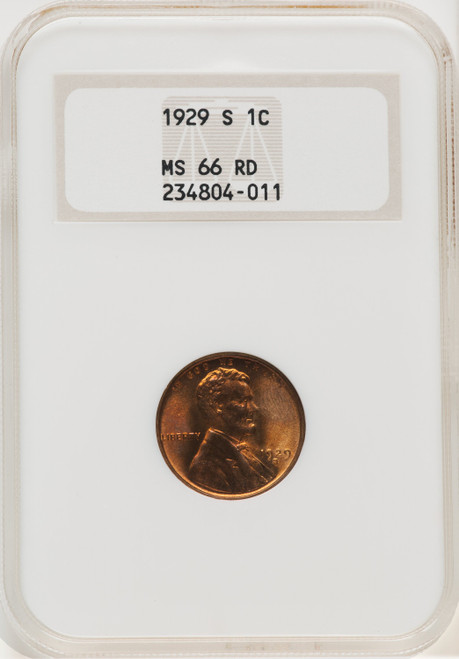 1929-S 1C RD Lincoln Cent NGC MS66