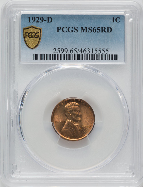 1929-D 1C RD Lincoln Cent PCGS MS65