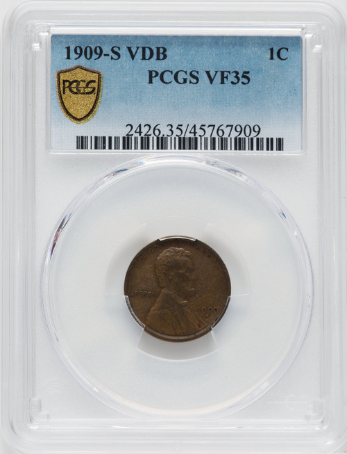 1909-S 1C VDB BN Lincoln Cent PCGS VF35