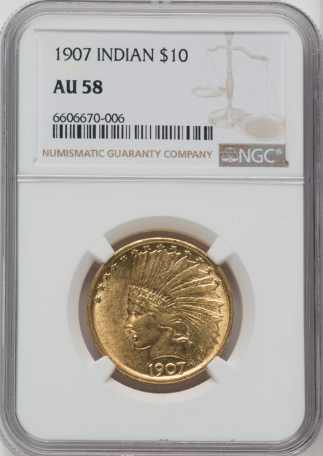 1907 $10 No Motto Indian Eagle NGC AU58