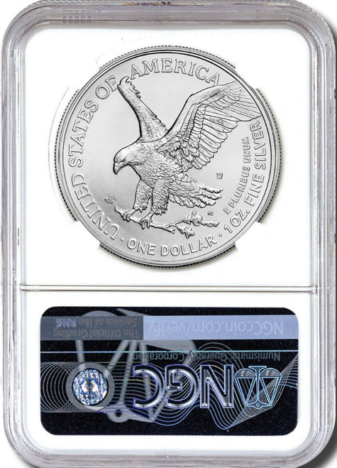 2023 W Burnished Silver Eagle Advanced Releases NGC MS70 Gaudioso Signed