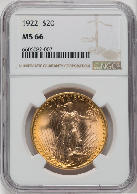 1922 $20 Saint-Gaudens Double Eagle NGC MS66