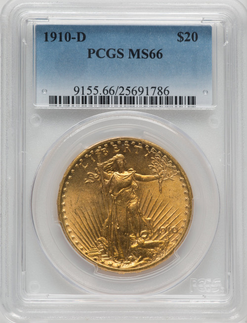 1910-D $20 Saint-Gaudens Double Eagle PCGS MS66