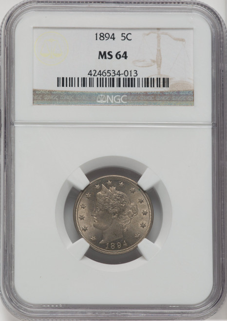1894 5C Liberty Nickel NGC MS64