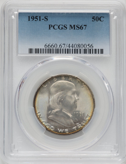 1951-S 50C Franklin Half Dollar PCGS MS67