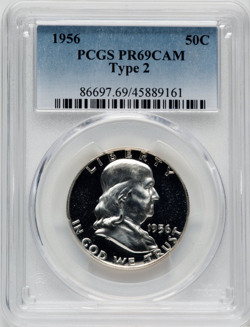 1956 50C Type 2 CA Proof Franklin Half Dollar PCGS PR69