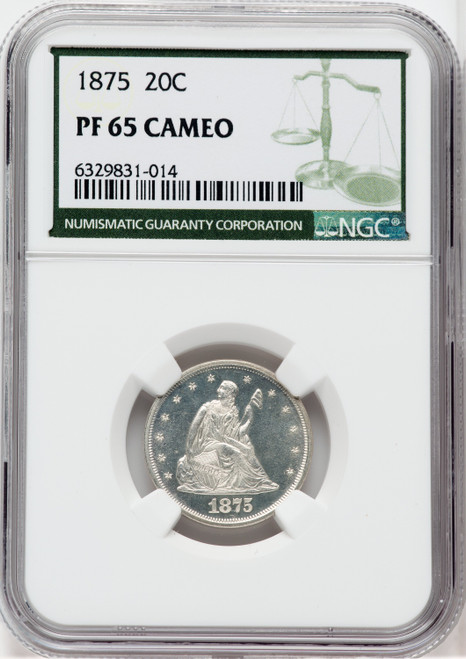 1875 20C CA Proof Twenty Cent Pieces NGC PR65