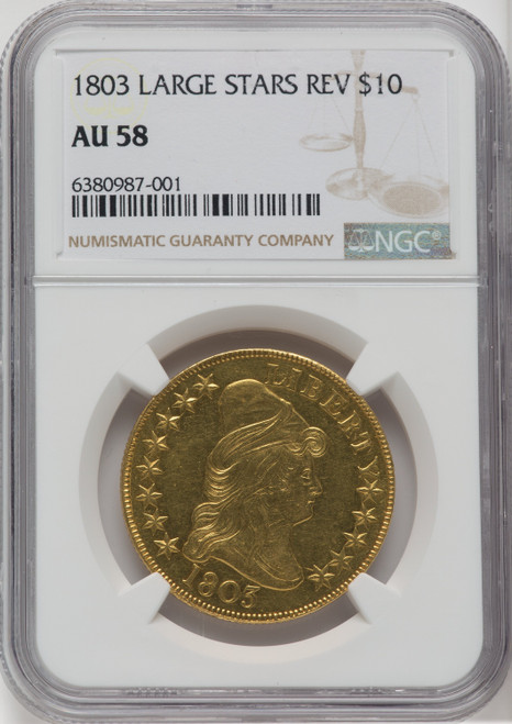 1803 $10 Large Star Early Eagle NGC AU58