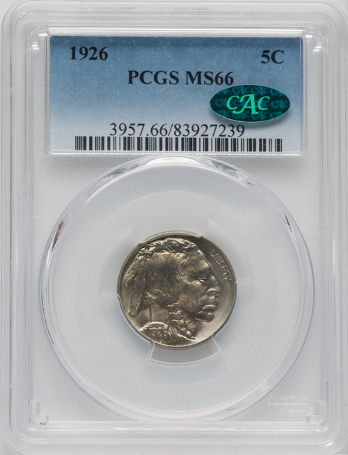 1926 5C CAC Buffalo Nickel PCGS MS66