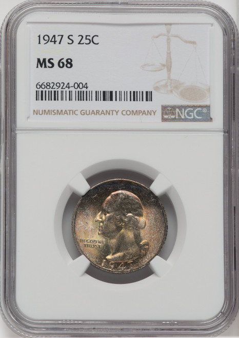 1947-S 25C Washington Quarter NGC MS68