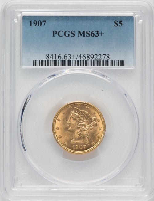 1907 $5 Liberty Half Eagle PCGS MS63+