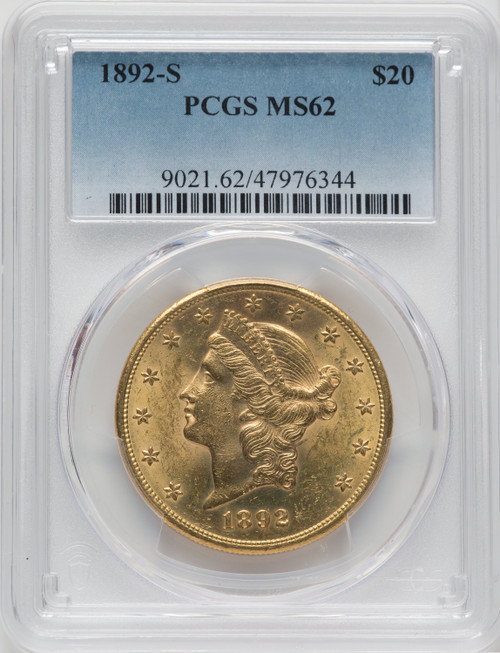 1892-S $20 Liberty Double Eagle PCGS MS62