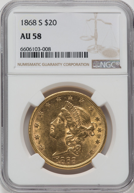 1868-S $20 Liberty Double Eagle NGC AU58