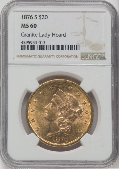 1876-S $20 Liberty Double Eagle NGC MS60
