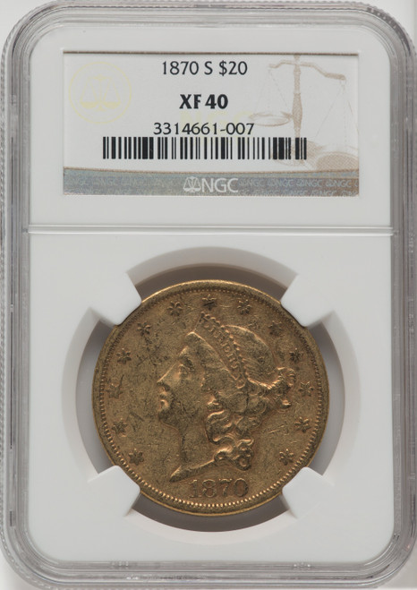 1870-S $20 Liberty Double Eagle NGC XF40