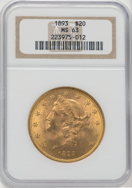 1893 $20 Liberty Double Eagle NGC MS63