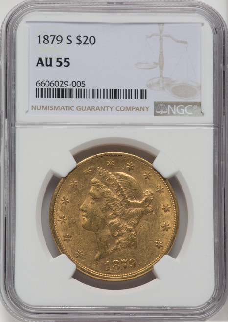1879-S $20 Liberty Double Eagle NGC AU55