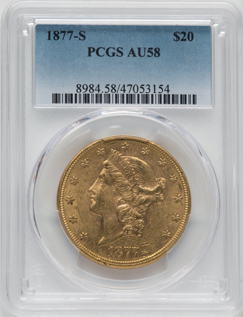 1877-S $20 Liberty Double Eagle PCGS AU58