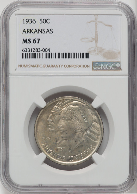 1936 50C Arkansas Commemorative Silver NGC MS67