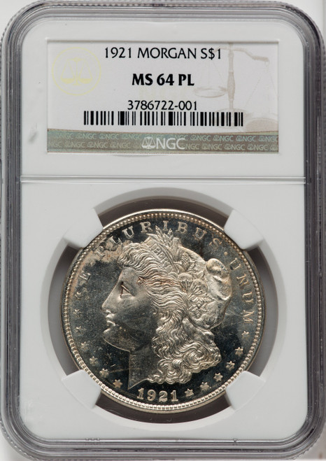 1921 $1 Morgan PL Morgan Dollar NGC MS64