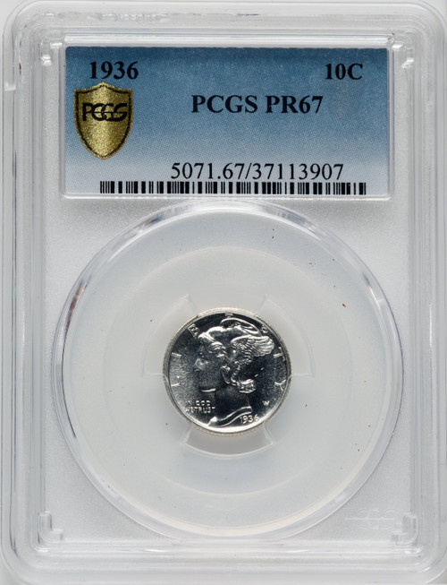 1936 10C Proof Mercury Dime PCGS PR67