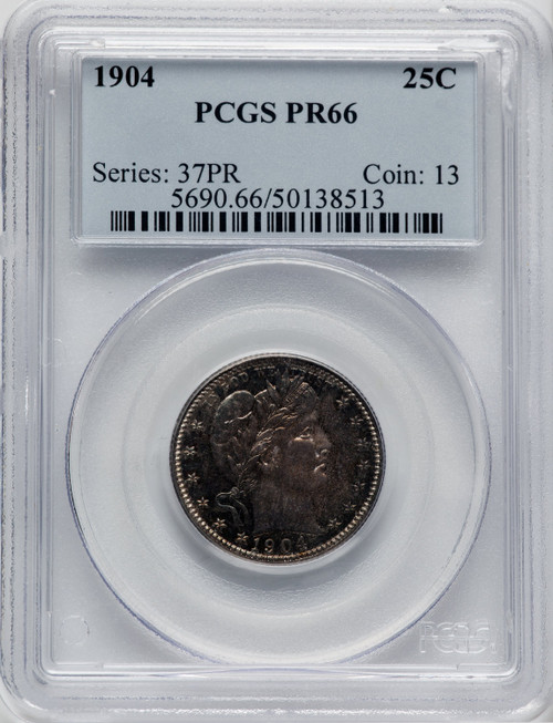 1904 25C Proof Barber Quarter PCGS PR66