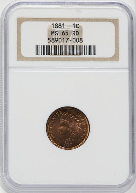 1881 1C RD Indian Cent NGC MS65