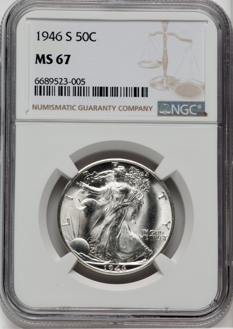 1946-S 50C Walking Liberty Half Dollar NGC MS67