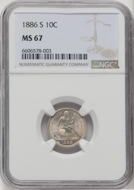 1886-S 10C Seated Dime NGC MS67