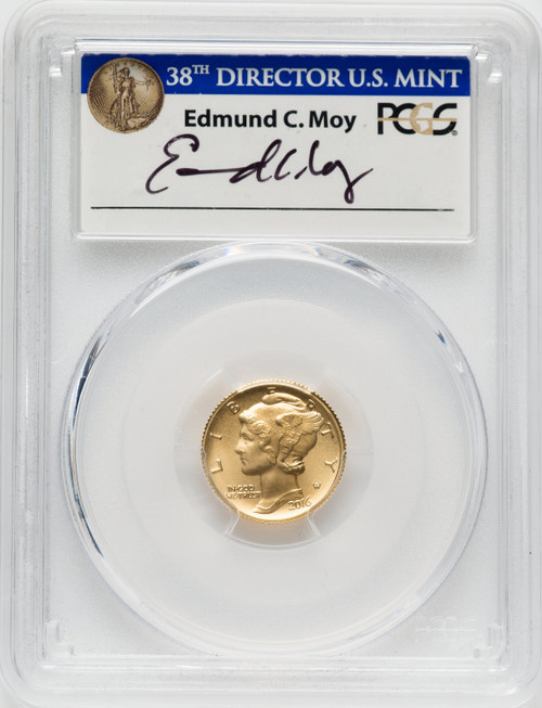 2016-W 10C Mercury Dime Gold 100th Anniversary First Strike Moy 1 of 1188 PCGS SP70 2016-W 10C Mercury Dime Gold 100th Anniversary First Strike Moy 1 of 1188 PCGS SP70
