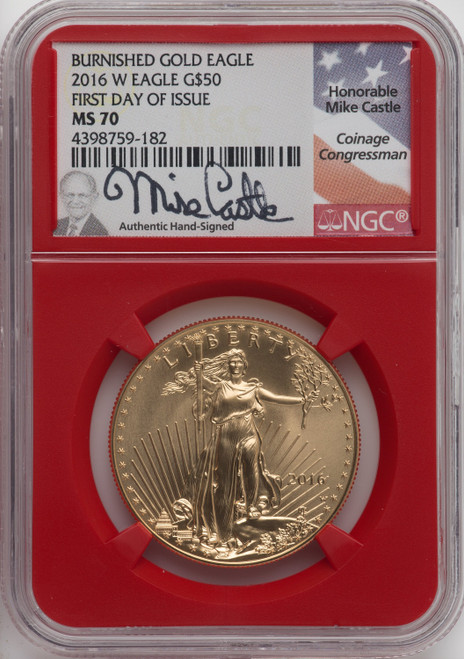 2016-W $50 One-Ounce Gold Eagle 30th Anniversary FDI NGC MS70