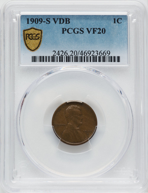 1909-S 1C VDB BN Lincoln Cent PCGS VF20