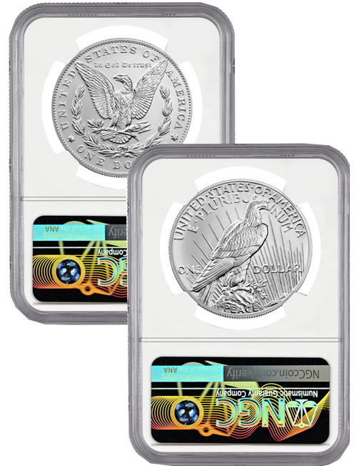 2023-S Morgan and Peace Silver Dollar 2pc Set FDI NGC PF70 | LCR Coin