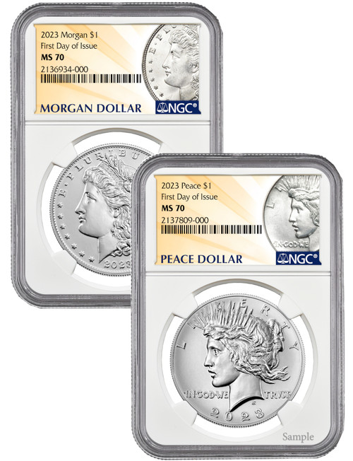 2021 Morgan Peace Dollar NGC MS70 6-pc Complete Set | LCR Coin