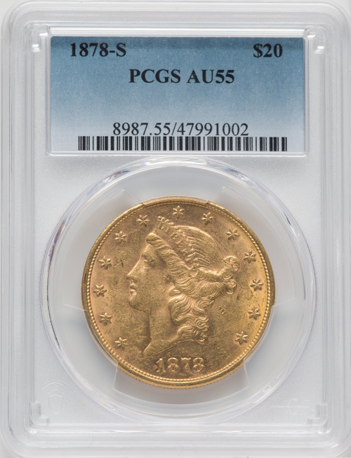 1878-S $20 Liberty Double Eagle PCGS AU55