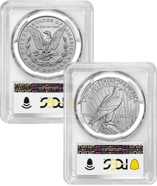 2023-S Morgan and Peace Silver Dollar 2pc Set FDI NGC PF70 | LCR Coin