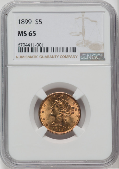 1899 $5 Liberty Half Eagle NGC MS65